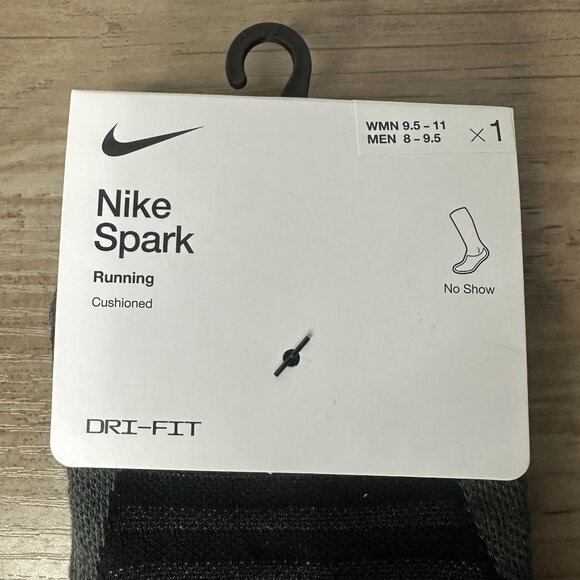NWT Nike Unisex Spark Cushioned No Show Run Socks Black Size Large (CU7201-010) - Picture 2 of 12